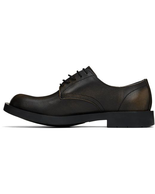 CAMPERLAB Black Grained Leather Square Toe Derby Shoes for men