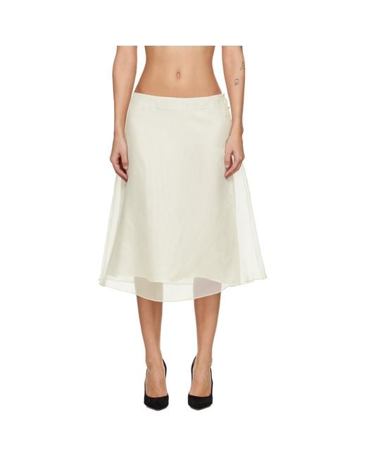 AMI Natural Off- Silk Sheer Trapeze Midi Skirt
