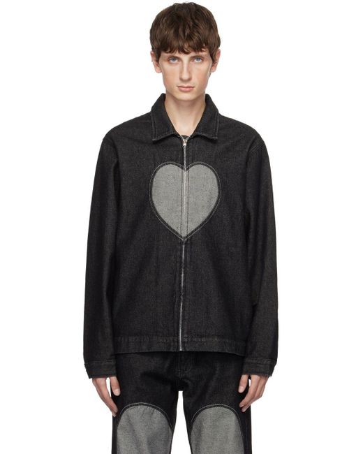 Carne Bollente Black Heart Slice Denim Jacket for Men | Lyst