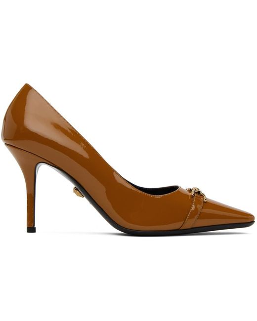 Versace Tan Leather Heels in Black Lyst UK
