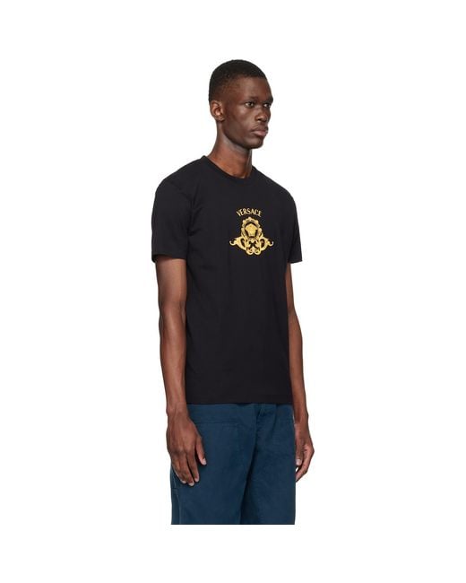 Versace Black Printed Cotton-Jersey Slim T-Shirt for men