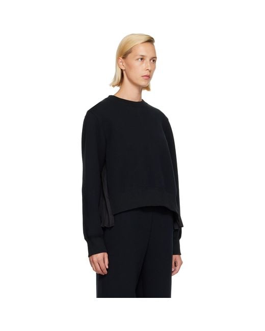 Sacai Black Sponge Sweat & Cotton Poplin Sweatshirt