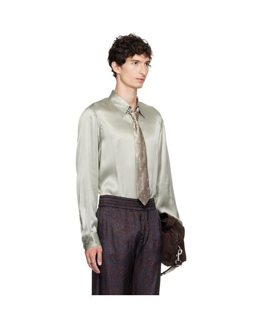 Dries Van Noten Gray Silk Shirt for men