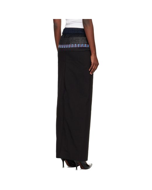 Edward Cuming Black Stacked Tailored Midi Skirt