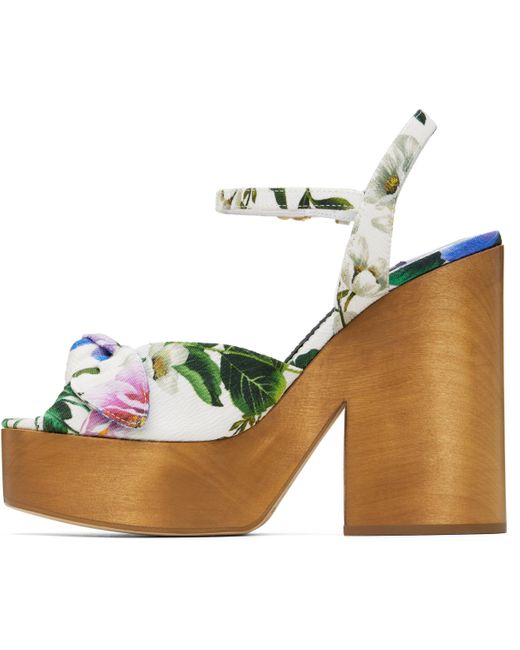 Dolce & Gabbana マルチカラー ジャカード プラットフォーム ヒールサンダル Green