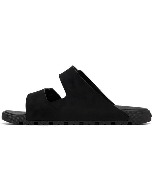 Boss Black Twin-Strap Branded Buckle Slides for men
