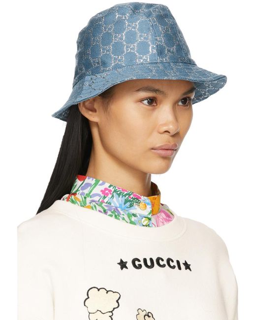 Gucci White Lamé gg Bucket Hat