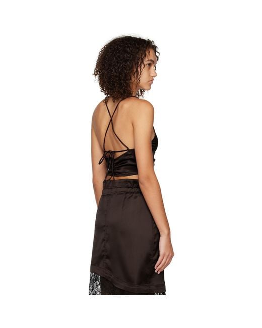 Ganni Black Brown Criss-cross Camisole