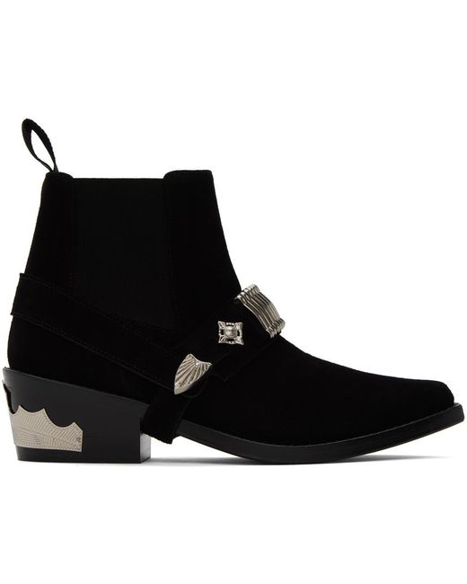 Toga Black Ankle Strap Chelsea Boots