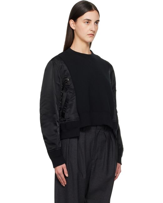 Sacai ブラック Sponge Sweat X Nylon Twill スウェットシャツ Black