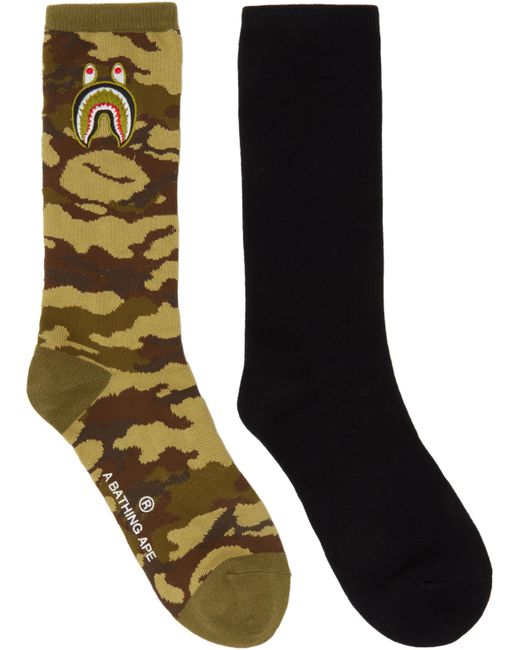 A Bathing Ape Black Khaki 1St Shark Socks for men