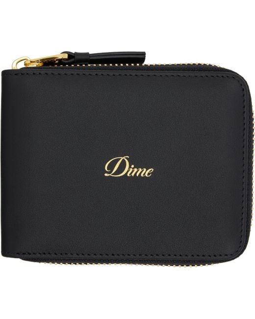 Dime Black Cursive Zip Wallet for men