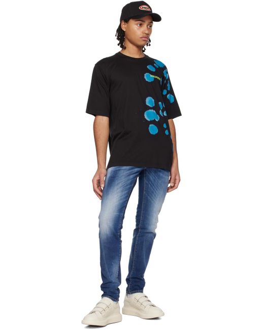 DSquared² Black & Blue Goth Tie&dyed Skater T-shirt for men