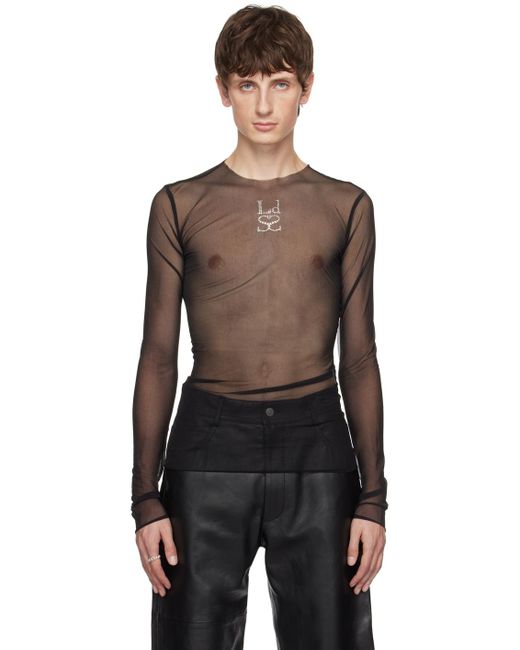 Ludovic de Saint Sernin Black Crystal Long Sleeve T-shirt for men