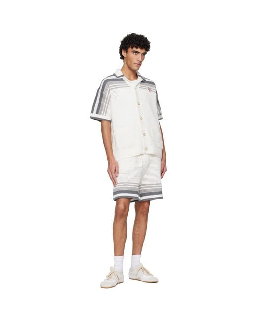 Casablanca White Off- Tennis Crochet Shirt for men