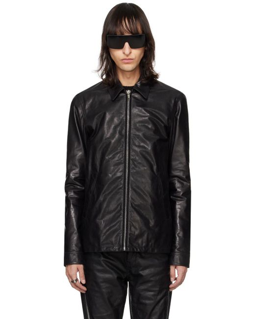 Rick Owens Black Brad Leather Jacket for men