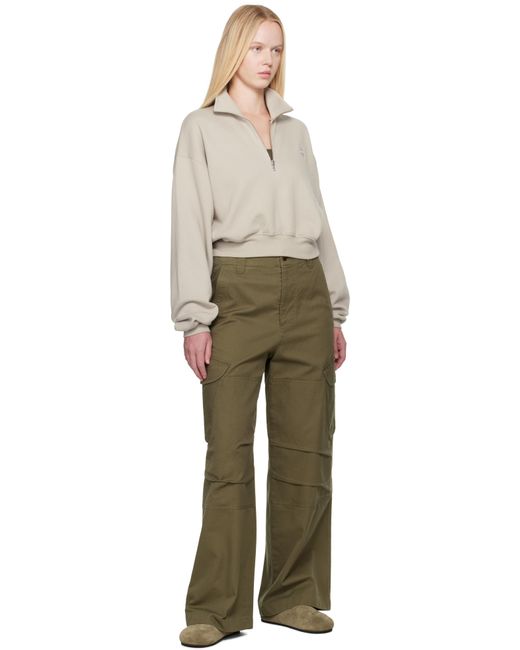 ÉTERNE グレー クロップド ハーフジップ スウェットシャツ Natural