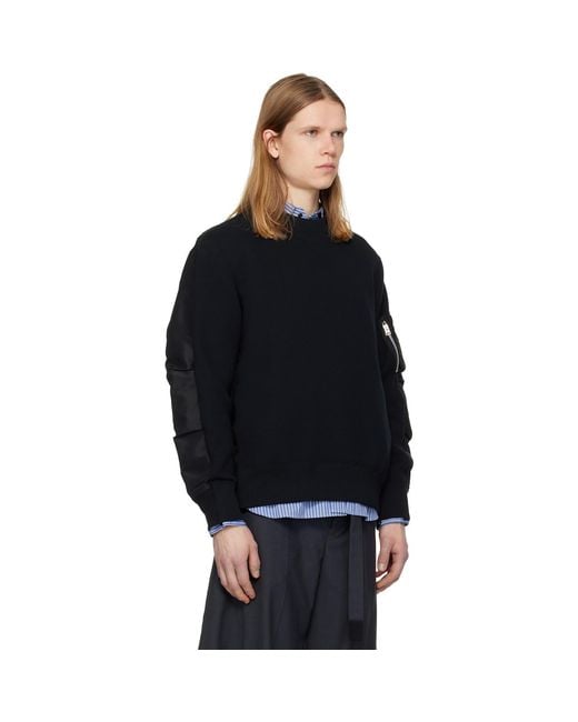 Sacai Black Sponge Sweat Pullover Sweatshirt for men
