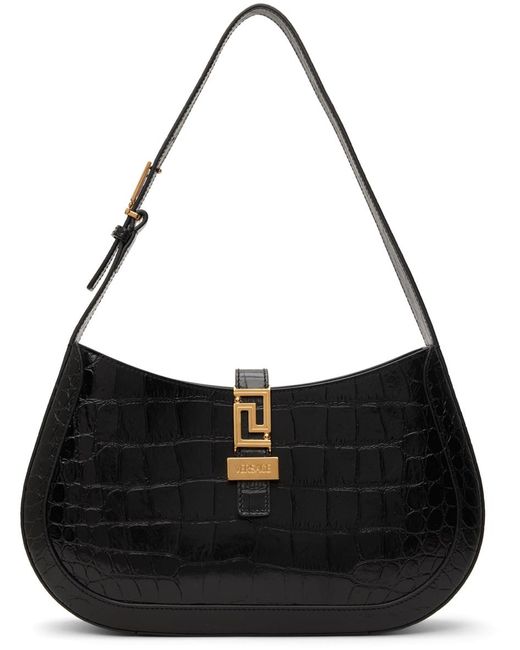 Versace Black Croc-embossed Bag