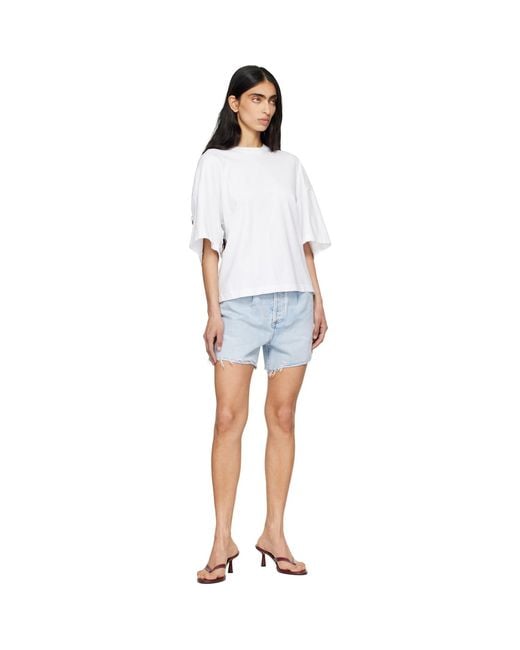 Agolde Blue Rhoda Pleated A-Line Denim Shorts