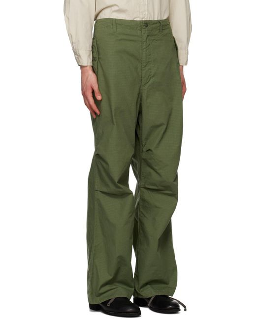 Engineered Garments Green Pleated Trousers for men
