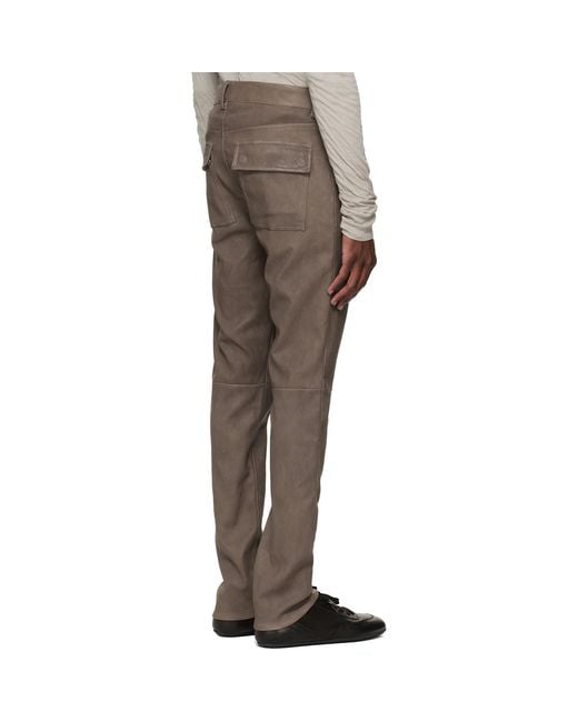Rick Owens Natural Temple Tyrone Leather Pants for men