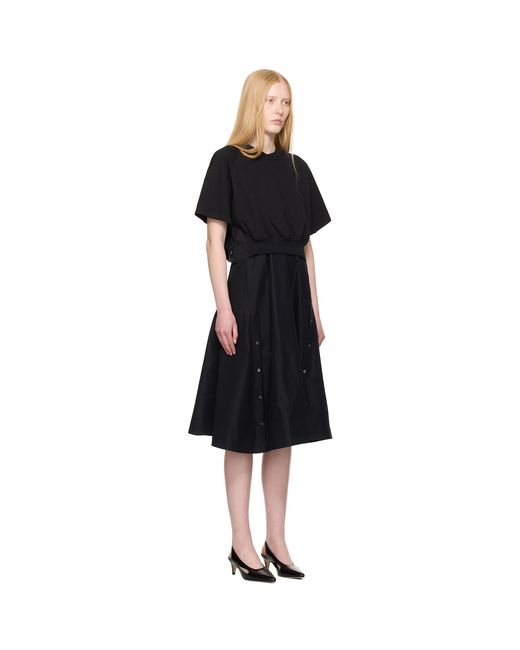 3.1 Phillip Lim Black Short Sleeve French Terry Combo Midi Dress