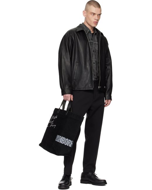 メンズ Neighborhood ブラック ウォッシュド キャンバス トートバッグ Black