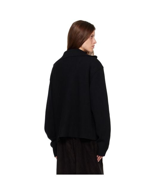 R2W Black Paulo Wool Hairy Zip-Up Sweater