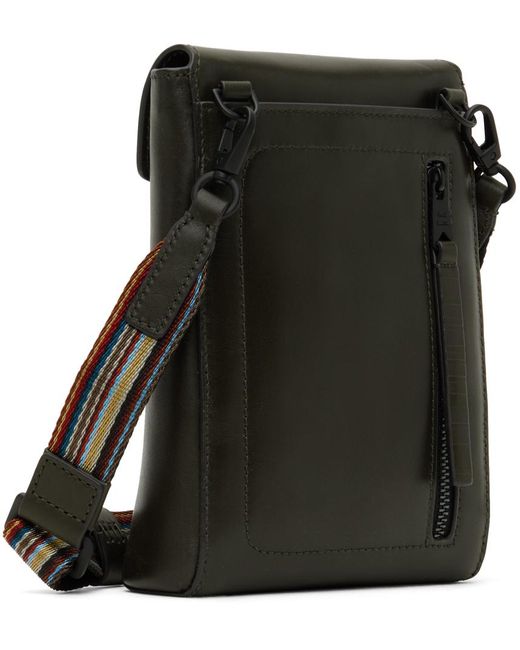 Paul Smith Black Leather Signature Stripe Phone Bag for men