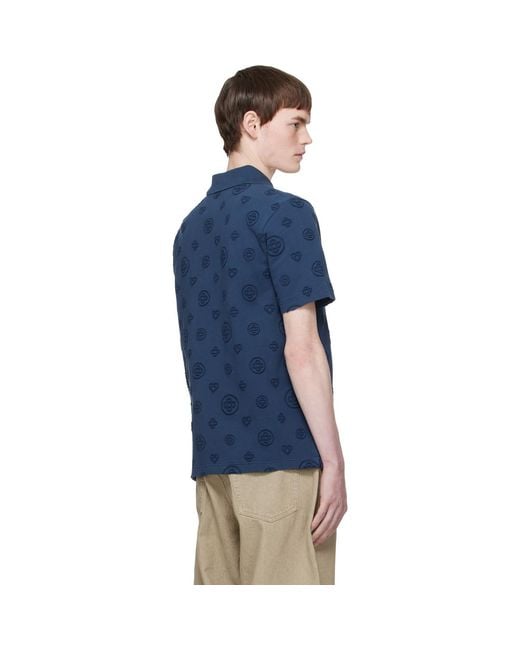 Casablanca Blue Applique Monogram Polo for men