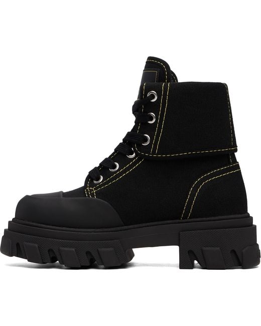 Ganni Black Canvas Trail Boots
