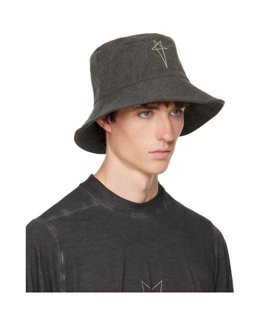 Rick Owens Black Tower Gilligan Bucket Hat for men