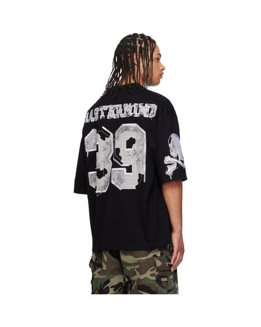 Mastermind Japan Black '39' Distressed Patch Half Sleeve T-Shirt for men