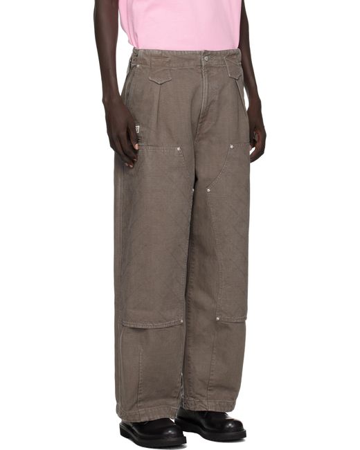 KENZO Brown Paris Weave' Double Knee Trousers for men