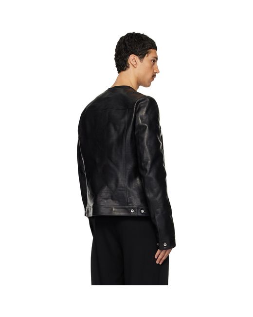Rick Owens Black Temple Leather Work Jacket for men