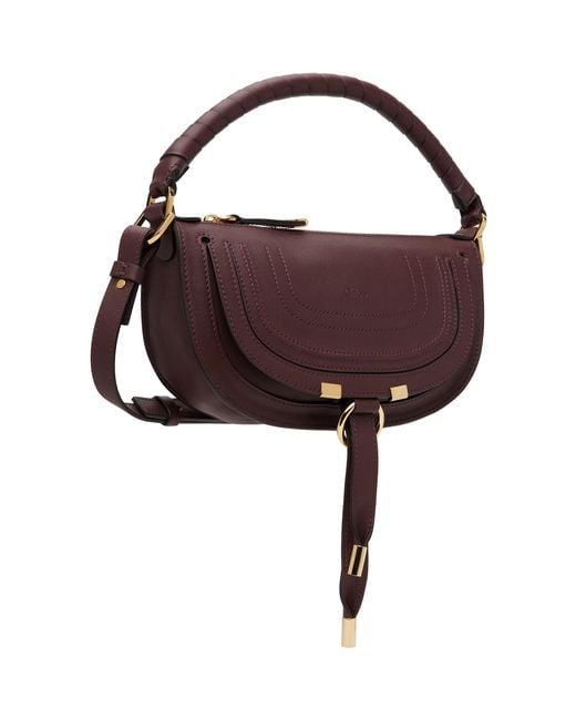 Chloé Brown Burgundy Mini Marcie Shoulder Bag