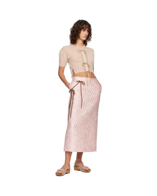 Simone Rocha Pink Quilted Offset Pencil Midi Skirt
