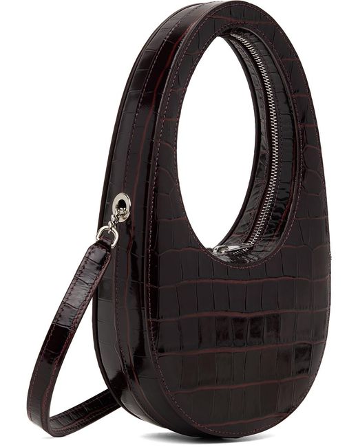 Mini sac à bandoulière swipe brun en cuir gaufré façon croco Coperni en coloris Black