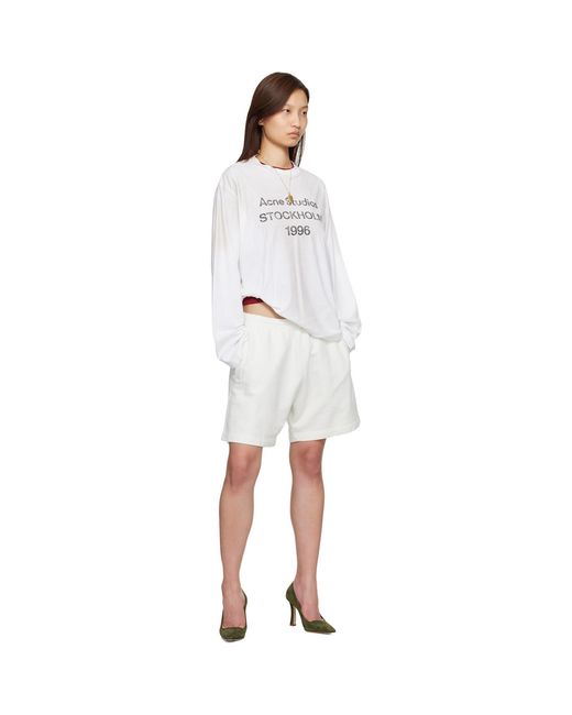 Acne White Relaxed Fit Logo T-Shirt