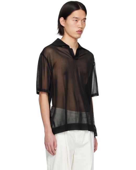 Wooyoungmi Black Open Placket Polo for men