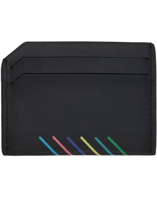 Paul Smith Black Leather 'sports Stripe' Cit Card Holder for men