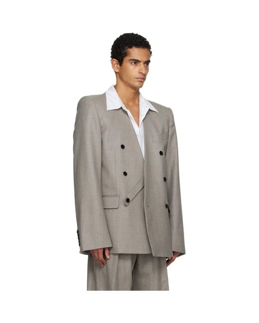 ALAINPAUL Gray Taupe Minimalist Tailored Blazer for men