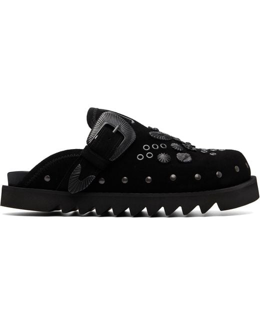 Toga Virilis Black Eyelet Metal Sabot Loafers for men