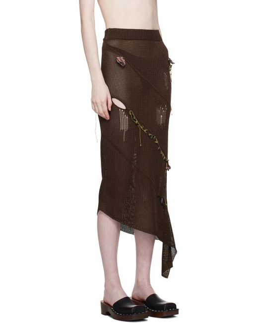 Acne Black Flower Midi Skirt