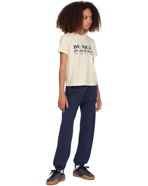 Sporty & Rich キッズ｜オフホワイト Be Nice Tシャツ Blue