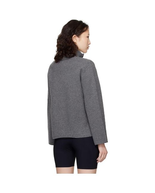 Loulou de Saison Gray Gabi Zipped Cashmere Sweater