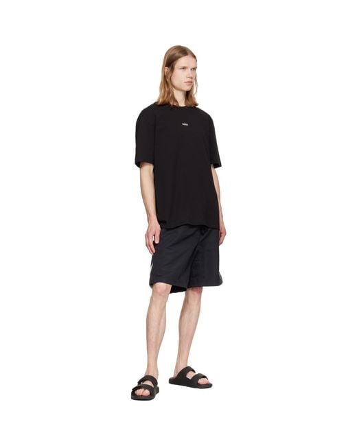 HUGO Black Logo Double Touch-Closure Straps Sandals for men