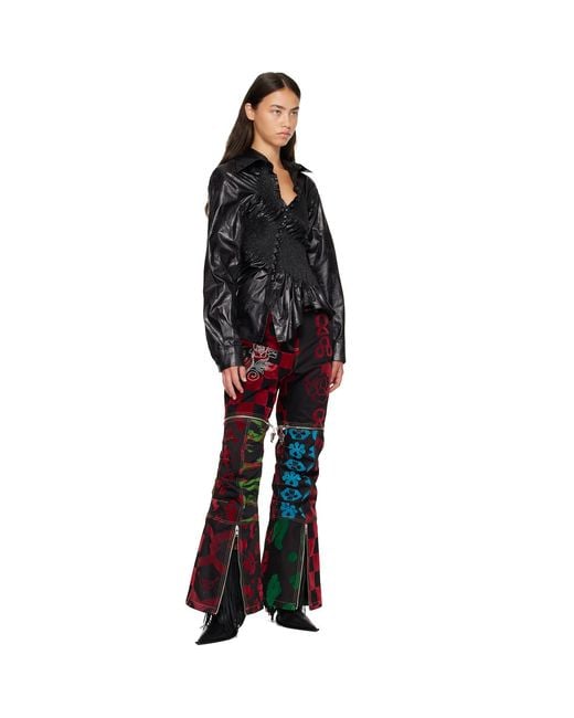 Chopova Lowena Red Patchwork Bevo Jeans