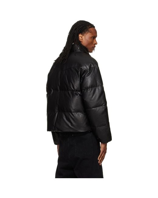 TONYWACK Black Lamb Leather Down Puffer Jacket for men